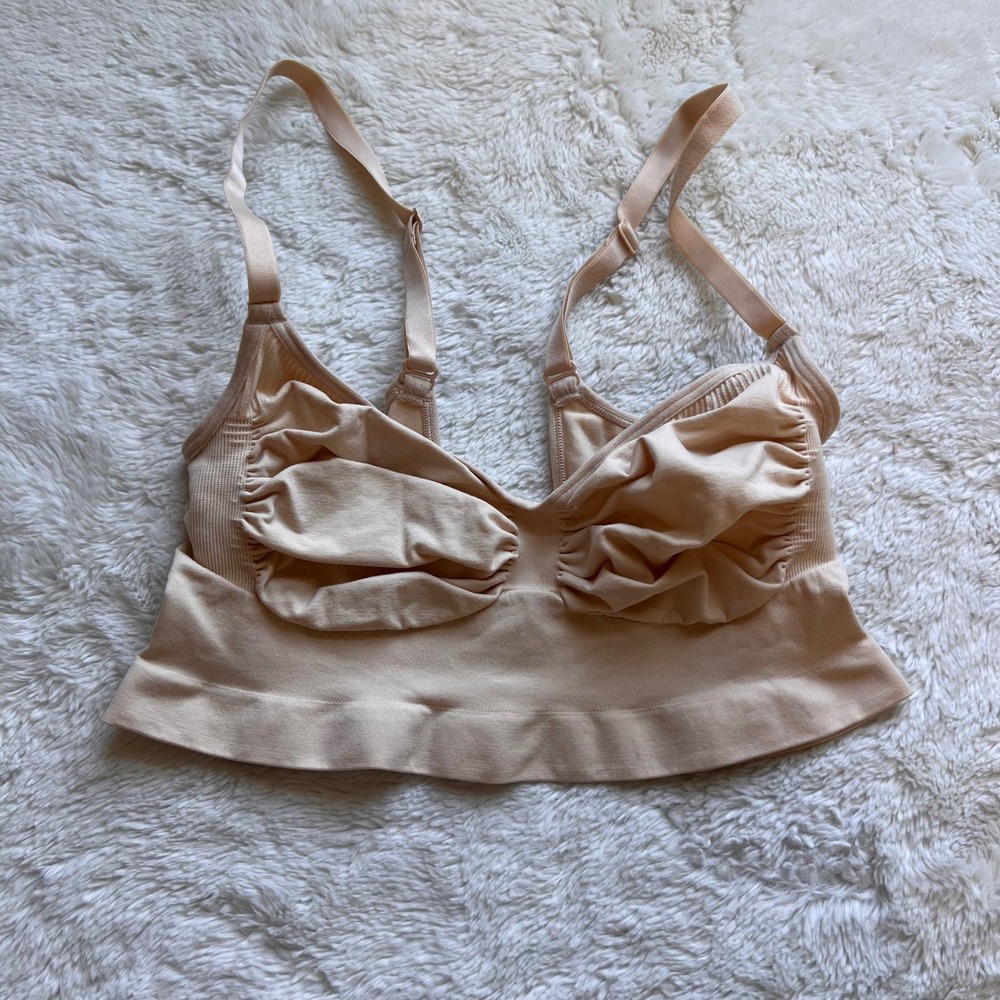 SKIMS Fits Everybody Ruched Bralette Sand Clay Nude Size 3XL Plus Size Wireless